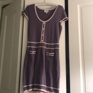 Sweet lavender short-sleeve sweater mini dress